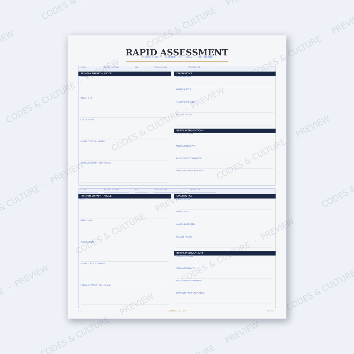 ED Nurse Brain Sheet | Emergency Department Report Sheet, Light + Dark Mode
