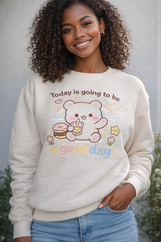 Good Day Bear Sweatshirt - soft lightweight crewneck