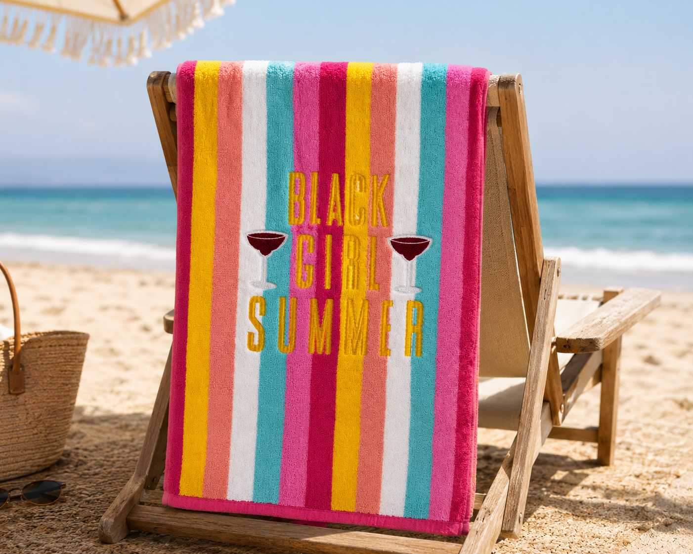Black Girl Summer Vibes Beach Towel