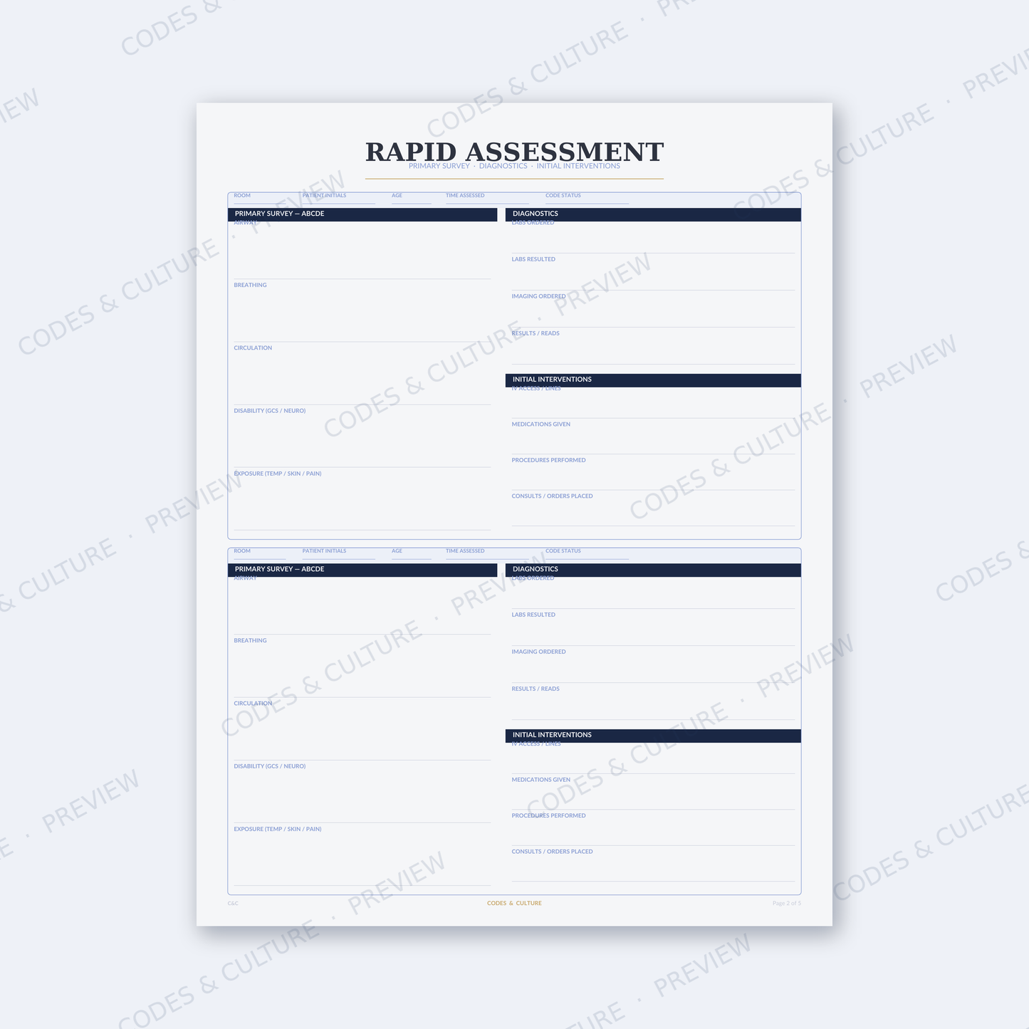 ED Nurse Brain Sheet | Emergency Department Report Sheet, Light + Dark Mode