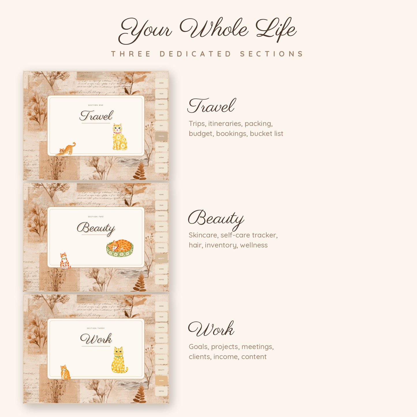 Cat Life Bookish Girl Digital Planner | Undated GoodNotes Planner + 230 Stickers