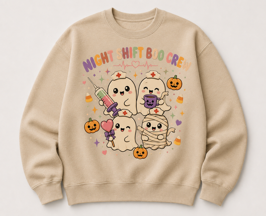 Night Shift Boo Crew - Kawaii Halloween Nurse Sweatshirt - view 2