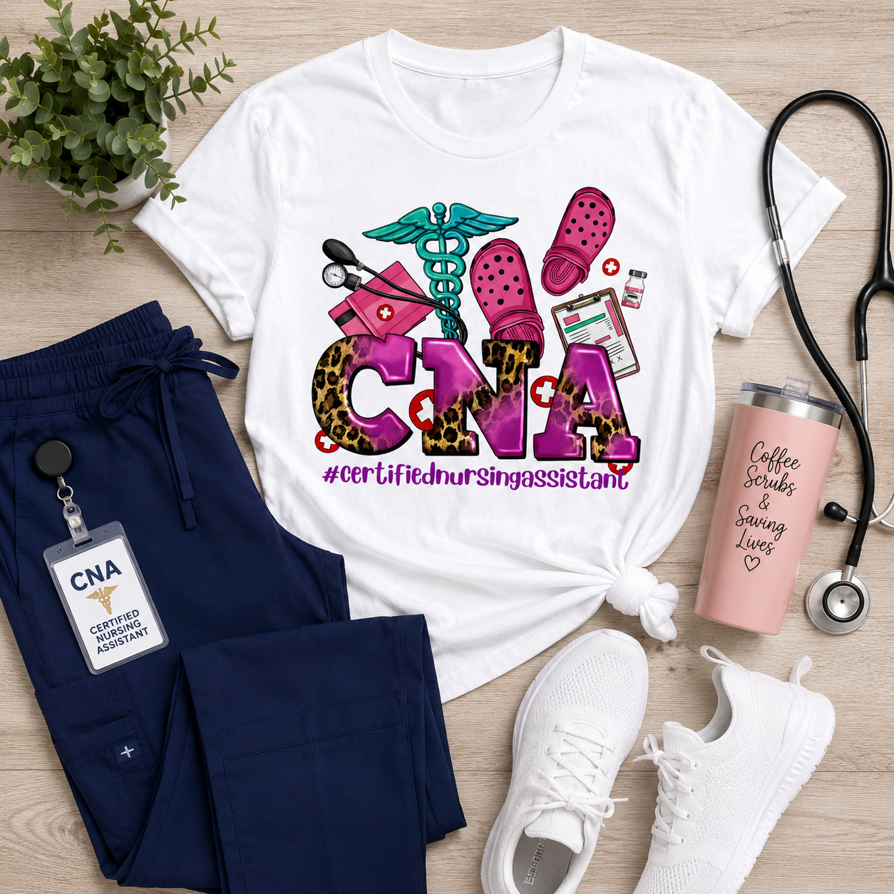 Wild Days CNA Leopard Print Certified Nursing Assistant Graphic Tee - view 2