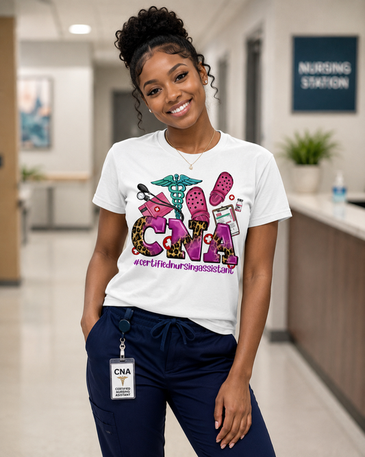 Wild Days CNA Leopard Print Graphic Tee CNA Certified Nursing Assistant Graphic T-Shirt