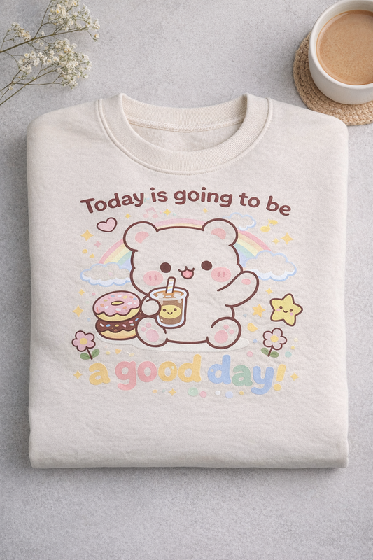 Good Day Bear Sweatshirt - soft lightweight crewneck - view 2