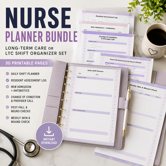 LTC Nurse Shift Organizer | 6-Page Long Term Care Printable PDF
