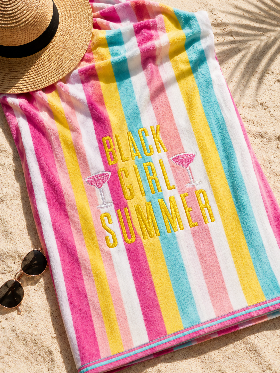 Black Girl Summer Vibes Beach Towel