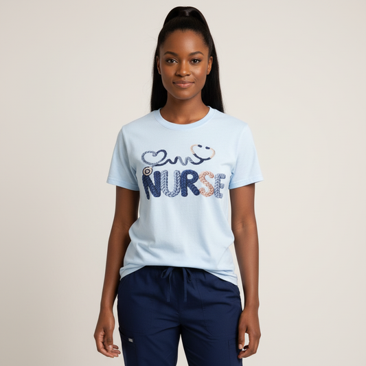 Crochet Nurse T-Shirt standing model