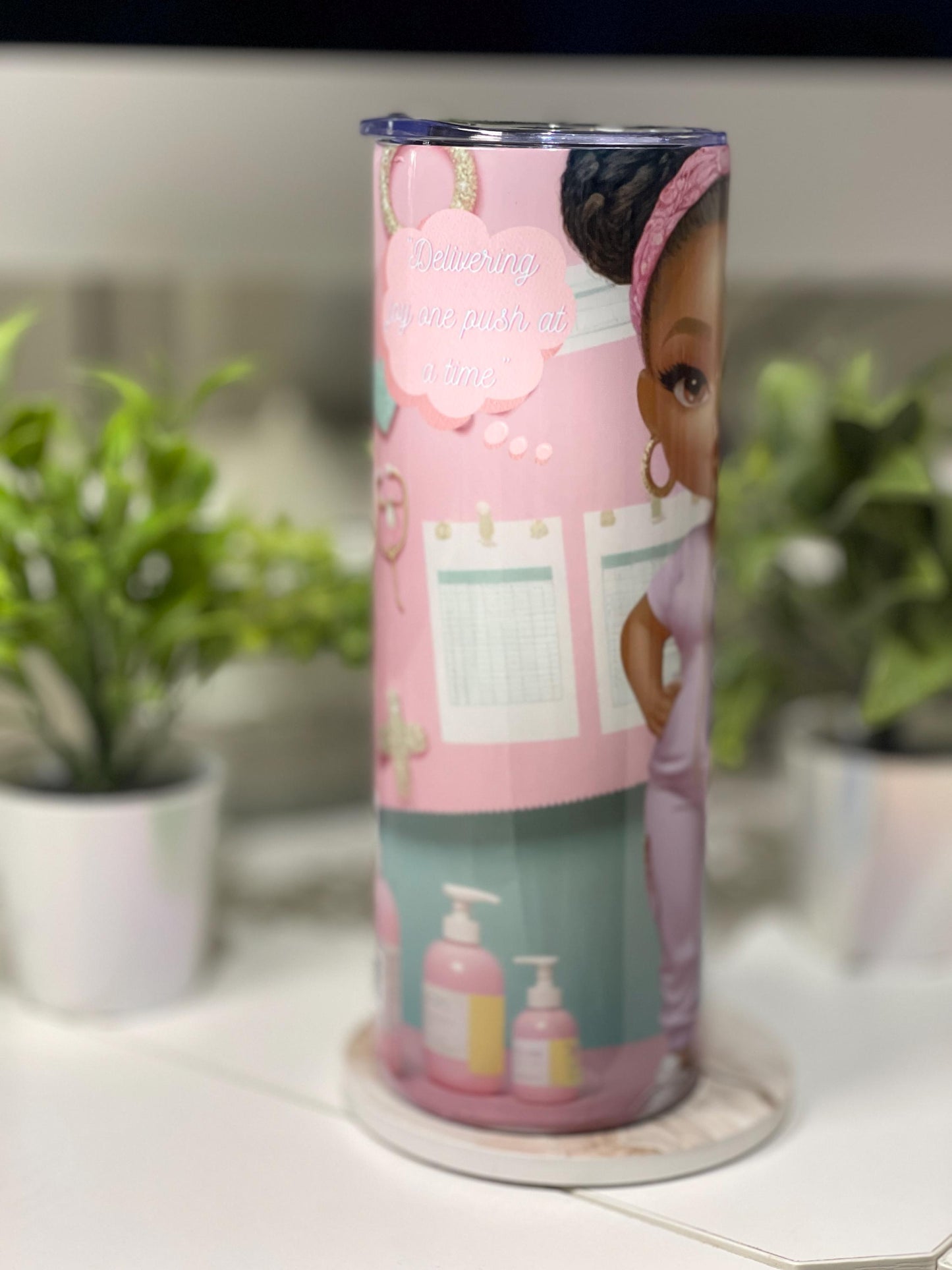 Labor and Delivery Life Tumbler – Pink, Polished & Pushin with Purpose