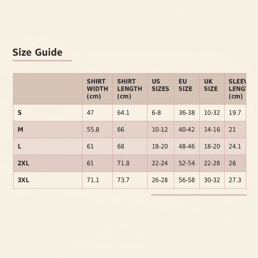 T-Shirt Size Guide - Codes and Culture