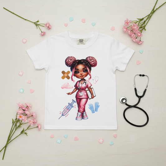Space Bun Nurse Tee - flat lay