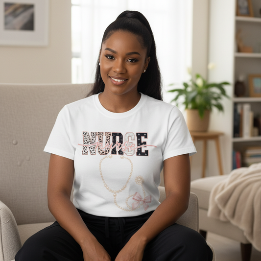 The Pearl Nurse Tee lifestyle seated